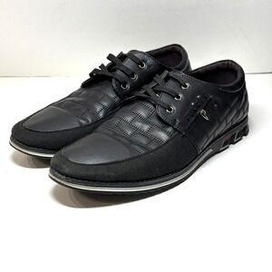 Cosidram Casual Dress Shoes Mens Black Quilted Suede Spike Detail Streetwear